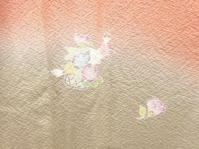  手描き友禅花籠模様絵羽道行コート